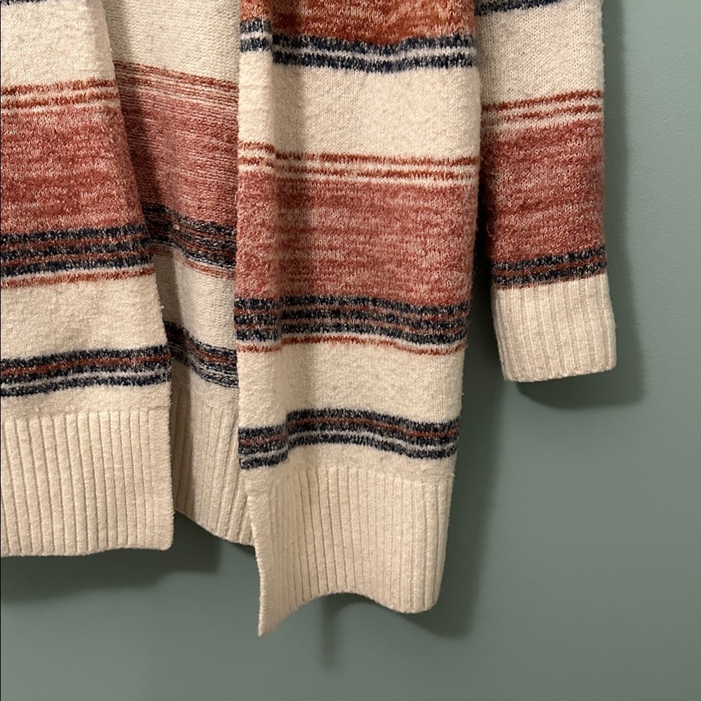 LOFT Striped Ribbed Hem Cardigan Size Small - Picture 5 of 8